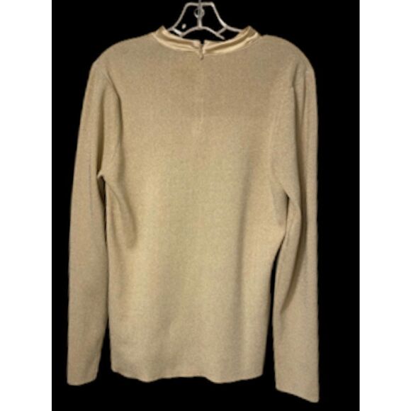 NWT Antonio Melani Gold Metallic Thread Satin Tie Sweater Sz XL Holidays High Nk - Picture 8 of 13
